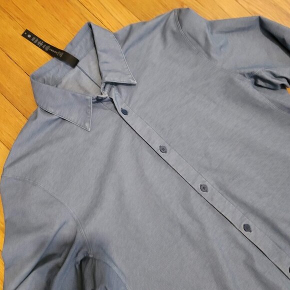 Lululemon Commission Long Sleeve Blue Shirt Men's Button Front Excellent - Picture 2 of 6